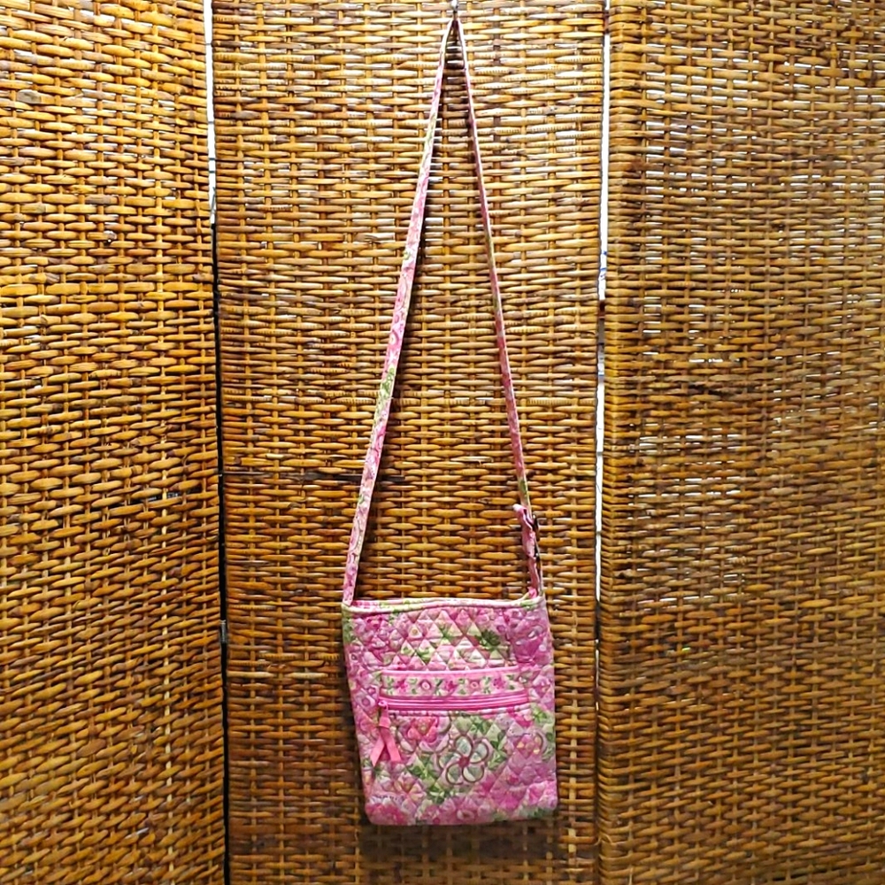 Vera Bradley pink and green shoulder crossbody bag